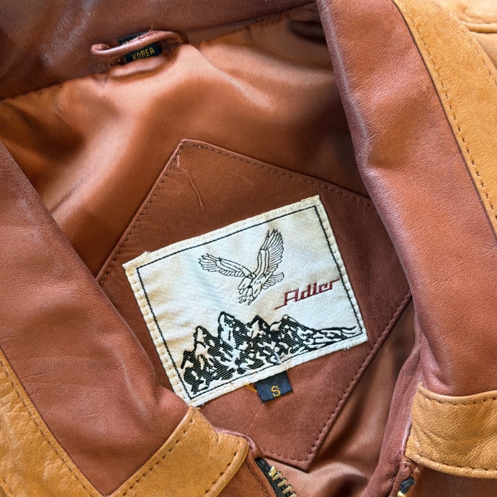 Vintage 90s Adler Southwestern Leather Wool Bomber Jacket Size S Made in Korea - Picture 3 of 5